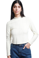 LOB Blusa Tejida Cuello Mock Texturizada