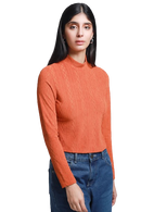 LOB Blusa Tejida Cuello Mock Texturizada