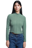 LOB Blusa Tejida Cuello Mock Texturizada
