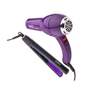 TIMCO Kit Plancha y Secadora para Cabello X Salon Seda Ceramic 2000X COM-07 Morado con Negro Envío Gratis a Todo México