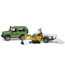 Bruder Camioneta Land Rover Defender con Remolque, CAT y Figura 2593 Amarillo con Negro Envío Gratis a Todo México
