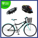 Benotto Kit Bicicleta para Mujer KYRA R26 1V. FS Sunrace Frenos ”V” Negro Aqua + Casco Benotto Montaña HW-1 Negro + Luz Trasera USB Azul Envío Gratis a Todo México