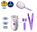 3 Pack Timco Cepillo Mango Ergonómico:  Depiladora Eléctrica Recargable  DW-3619R, Mini Delineador Facial X57 y Cepillo Mango Ergonómico CSU05V
